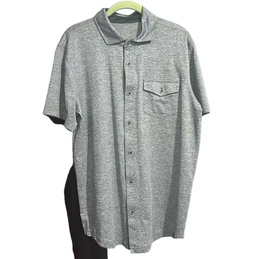 PRANA Stroud Short Sleeve Shirt Men's Coal Gray Size L